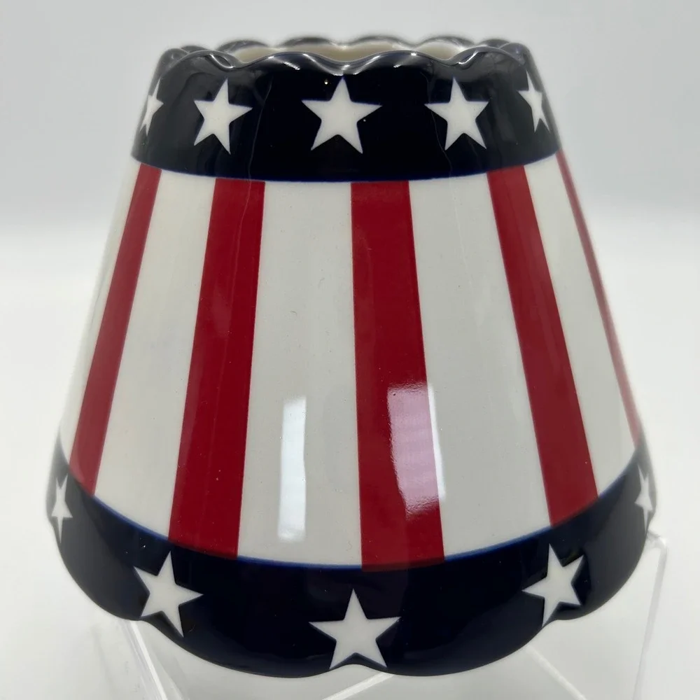 Yankee Candle Patriotic Jar Shade Stars Stripes Ceramic Topper Red White Blue